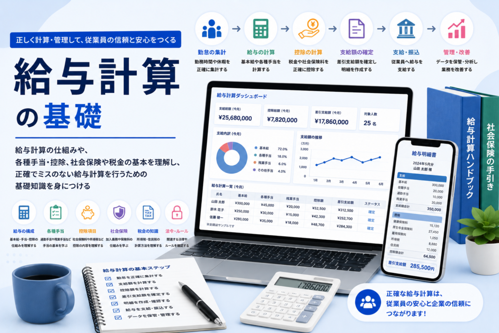 給与計算入門｜勤怠集計から手取り・納付までの流れをつかむ
