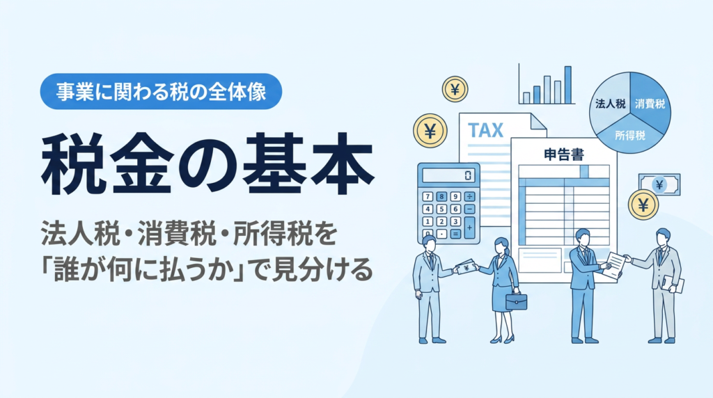 税金の基本講座｜法人税・消費税・所得税を「誰が何に払うか」で見分ける